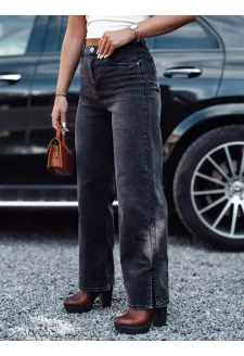 Spodnie damskie JEANDII jeansowe szerokie z przetarciami czarne Dstreet UY2209