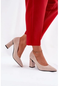 Eleganckie Czółenka Na Słupku W Różowe Vinceza 62223 Beżowe