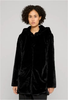 Ladies Hooded Teddy Coat black