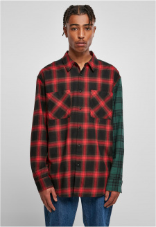 Oversized Mix Check Shirt black/red/green