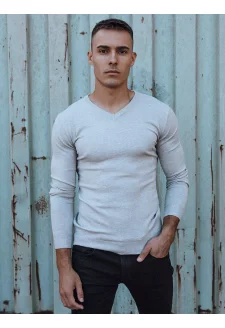 Sweter męski w serek jasnoszary Dstreet WX2218