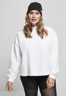 Ladies Oversized High Neck Crew white