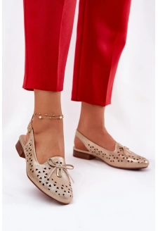 Ażurowe Baleriny Z Odkrytą Piętą Złote Navinnia