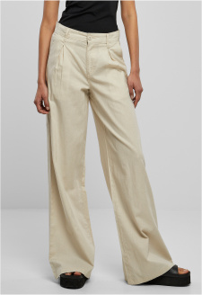 Ladies High Linen Mixed Wide Leg Pants softseagrass