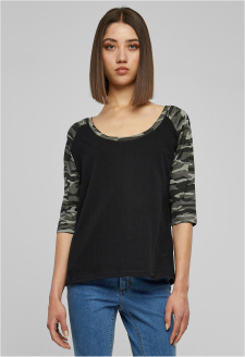 Ladies 3/4 Contrast Raglan Tee black/darkcamo