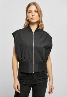 Ladies Recycled Short Bomber Vest black