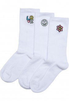 Peace Icon Socks 3-Pack white
