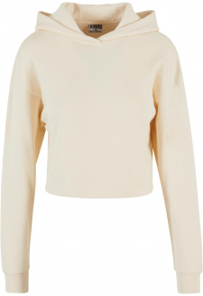 Ladies Oversized Cropped Light Terry Hoodie whitesand