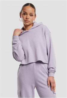 Ladies Oversized Cropped Light Terry Hoodie dustylilac